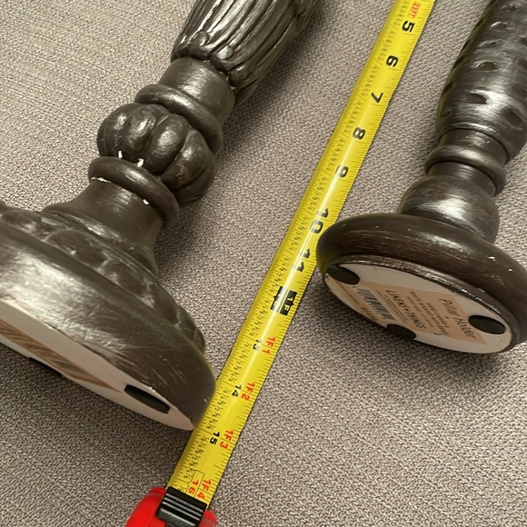 Set of 2 Pillar Candle Holders Hand Carved 15” & 12” Height Great Condition - Picture 10 of 13